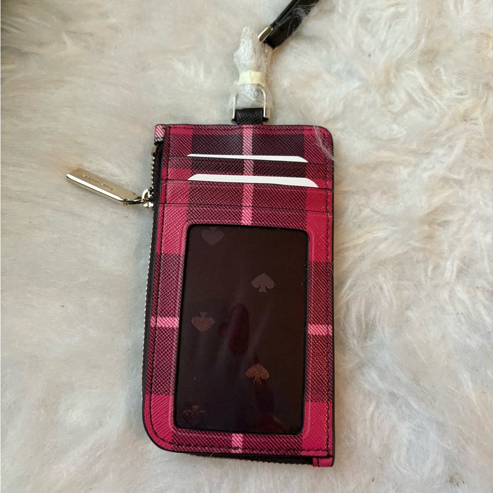 Kate Spade Lanyard NWT Pink Plaid